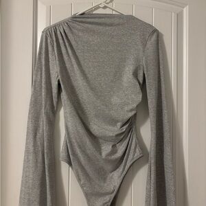 SHEIN Heather Gray Long Sleeve Bodysuit